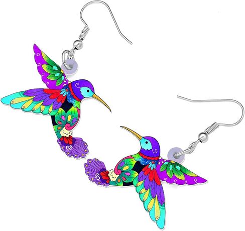 Acrylic Hummingbird Earrings for Women Girls Creative Dangle Jewelry Festival Decorations Novelty Spring Bird Gifts in Saudi Arabia