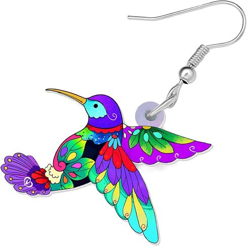 Acrylic Hummingbird Earrings for Women Girls Creative Dangle Jewelry Festival Decorations Novelty Spring Bird Gifts in Saudi Arabia