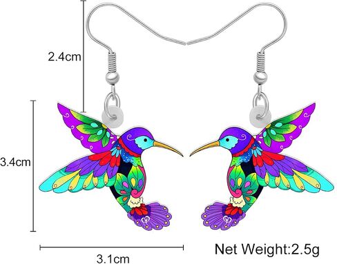 Acrylic Hummingbird Earrings for Women Girls Creative Dangle Jewelry Festival Decorations Novelty Spring Bird Gifts in Saudi Arabia