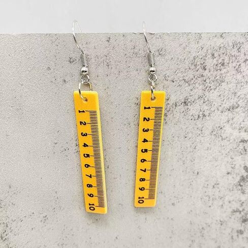 Teacher Earrings Rainbow Pencil Ruler Acrylic Creative Dangle Earrings For Women Girls Teachers Appreciation Day Back To School Fashion Jewelry Gifts in Saudi Arabia