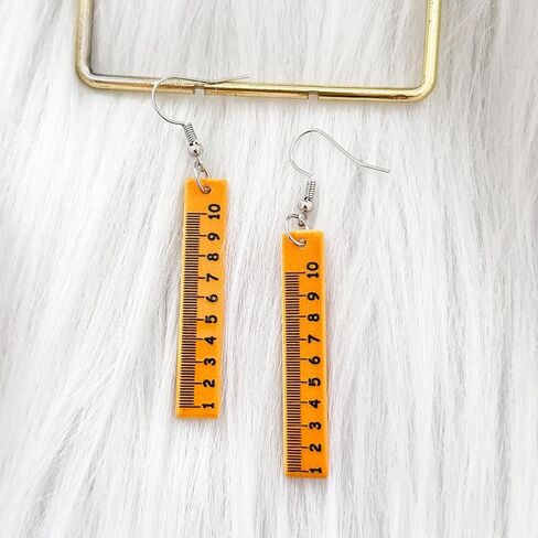 Teacher Earrings Rainbow Pencil Ruler Acrylic Creative Dangle Earrings For Women Girls Teachers Appreciation Day Back To School Fashion Jewelry Gifts in Saudi Arabia