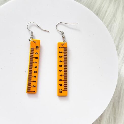 Teacher Earrings Rainbow Pencil Ruler Acrylic Creative Dangle Earrings For Women Girls Teachers Appreciation Day Back To School Fashion Jewelry Gifts in Saudi Arabia