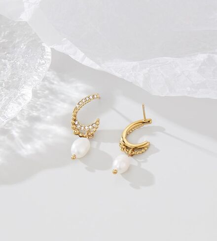 Dangle Earrings for Women, Dainty Pearl Flower Heart Drop Huggie Earrings Lightweight Hypoallergenic Jewelry for Teen Girls Gifts for Her in Kuwait