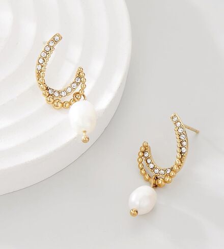 Dangle Earrings for Women, Dainty Pearl Flower Heart Drop Huggie Earrings Lightweight Hypoallergenic Jewelry for Teen Girls Gifts for Her in Kuwait