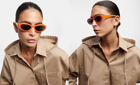 SORVINO Retro Oval Sunglasses for Women Men Narrow Skinny Sunnies Black Shades in Saudi Arabia