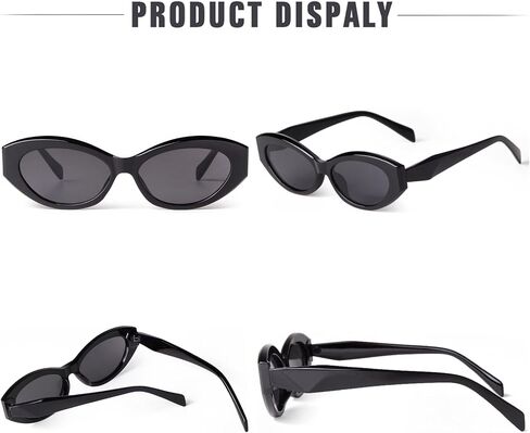 SORVINO Retro Oval Sunglasses for Women Men Narrow Skinny Sunnies Black Shades in Kuwait