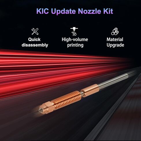 قطعتان من فوهة K1C مقاس 0.4 مم، فوهة Unicorn Quick-Swap Ender 3 V3 مع كسر الحرارة من سبائك التيتانيوم، وسبائك النحاس والفولاذ المقوى لطابعات Creality K1C/Ender 3 V3/Ender 3 V3 Plus ثلاثية الأبعاد in Kuwait