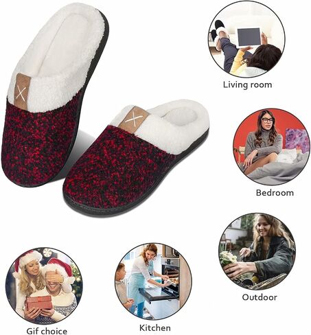 YALOX Women's Slippers Men's Warm Slippers Home Shoes Comfortable Memory Foam Anti-Slip House Cotton Shoes Indoor & Outdoor in Saudi Arabia