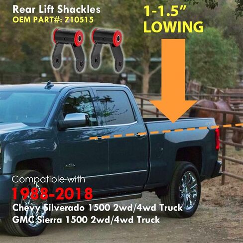 1.5 Inch Rear Drop Lowering Shackle Kit Fit for 1988-2018 Chevy Silverado/GMC Sierra 1500 2wd 4wd. OEM: 710515 in Saudi Arabia