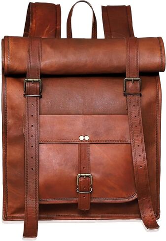 حقيبة ظهر جلدية كلاسيكية مصنوعة يدويًا من cuero للرجال للتخييم والسفر حقيبة ظهر مصنوعة من جلد الماعز الأصلي والحبوب الكاملة حقيبة ظهر للكمبيوتر المحمول للرجال والنساء حقيبة ظهر باللون البني in Kuwait
