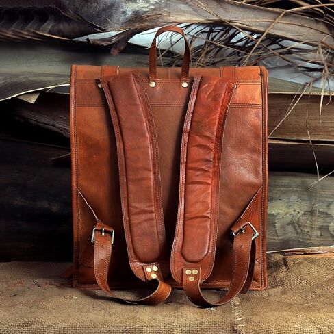 حقيبة ظهر جلدية كلاسيكية مصنوعة يدويًا من cuero للرجال للتخييم والسفر حقيبة ظهر مصنوعة من جلد الماعز الأصلي والحبوب الكاملة حقيبة ظهر للكمبيوتر المحمول للرجال والنساء حقيبة ظهر باللون البني in Kuwait