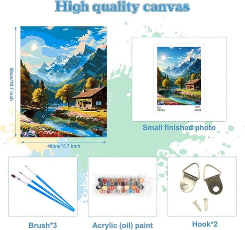 COMBYEO Landscape Paint by Numbers for Adults Beginner, Mountains Paint by Number on Canvas Without Frame, DIY Acrylic Paint by Numbers Kits for Gift Home Wall Decor 16X20inch in Saudi Arabia