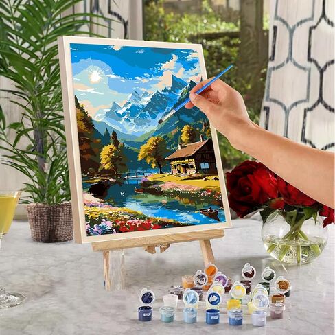 COMBYEO Landscape Paint by Numbers for Adults Beginner, Mountains Paint by Number on Canvas Without Frame, DIY Acrylic Paint by Numbers Kits for Gift Home Wall Decor 16X20inch in Saudi Arabia