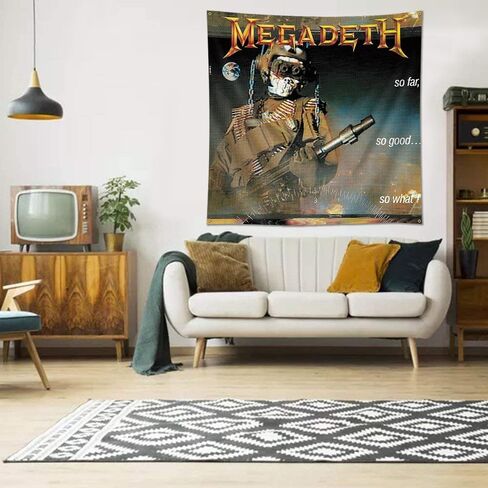 AIFEEDD Megadeth نسيج العلم حتى الآن جيد جدًا فماذا ملصق 4x4ft ألبوم الفن المفروشات الجدار الشنق ديكور المنزل in Kuwait