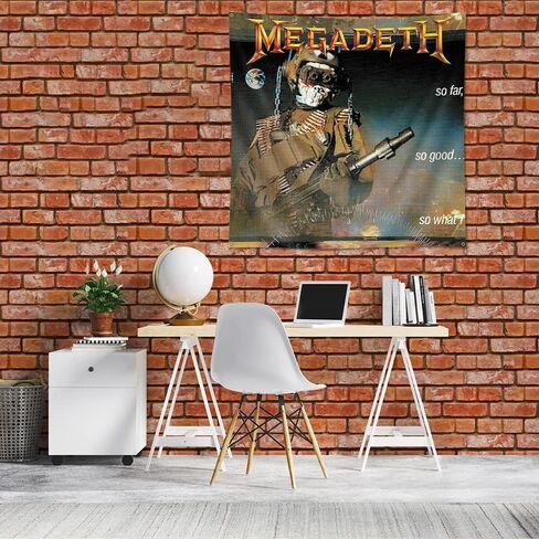 AIFEEDD Megadeth نسيج العلم حتى الآن جيد جدًا فماذا ملصق 4x4ft ألبوم الفن المفروشات الجدار الشنق ديكور المنزل in Kuwait