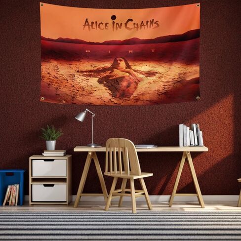 Alice Rock In Music Chains Band Dirt Tapestry Art Wall Hanging Rapper Music Album Cover Poster Flag for College Dorm Room Bedroom Men Cave Art Decotion 3x5 FT in Saudi Arabia