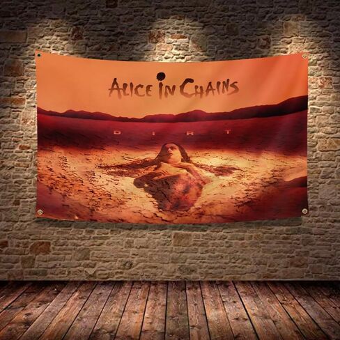 Alice Rock In Music Chains Band Dirt Tapestry Art Wall Hanging Rapper Music Album Cover Poster Flag for College Dorm Room Bedroom Men Cave Art Decotion 3x5 FT in Saudi Arabia