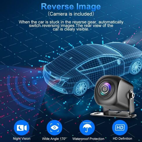 Double Din Car Stereo with CD DVD, Backup Camera Supports CarPlay/Android Auto, 7 inch Touchscreen Car Radio Bluetooth 5.2, AM/FM Radio Receiver Head Unit with Mirror Link, SWC, Subwoofer, USB/TF/AUX in Kuwait