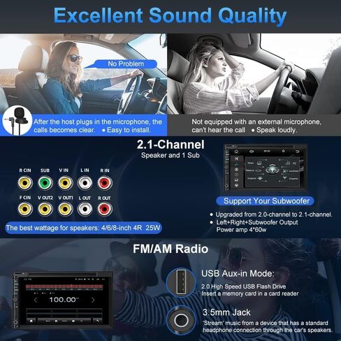 Double Din Car Stereo with CD DVD, Backup Camera Supports CarPlay/Android Auto, 7 inch Touchscreen Car Radio Bluetooth 5.2, AM/FM Radio Receiver Head Unit with Mirror Link, SWC, Subwoofer, USB/TF/AUX in Kuwait