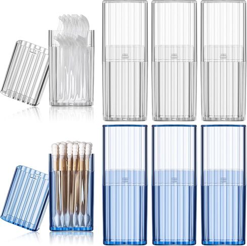 Dandat 8 Pcs Project Storage Case Portable Creative Storage Box Dental Toothpick Holder Floss Qtip Travel Case Transparent Flosser Dispenser Container for Teeth Cleaning Cotton Swab (Blue) in Saudi Arabia