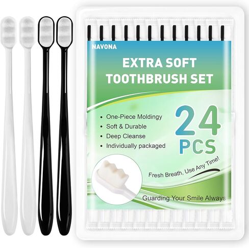 Navona 24 Pack Extra Soft Toothbrush for Sensitive Gums, Micro Nano Toothbrushes with 20000 Ultra Soft Bristles, Individually Wrapped Bulk Toothbrush, Protect Sensitive Gum, Excellent Cleaning Effect in Saudi Arabia