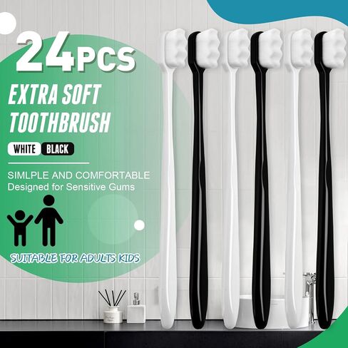 Navona 24 Pack Extra Soft Toothbrush for Sensitive Gums, Micro Nano Toothbrushes with 20000 Ultra Soft Bristles, Individually Wrapped Bulk Toothbrush, Protect Sensitive Gum, Excellent Cleaning Effect in Saudi Arabia