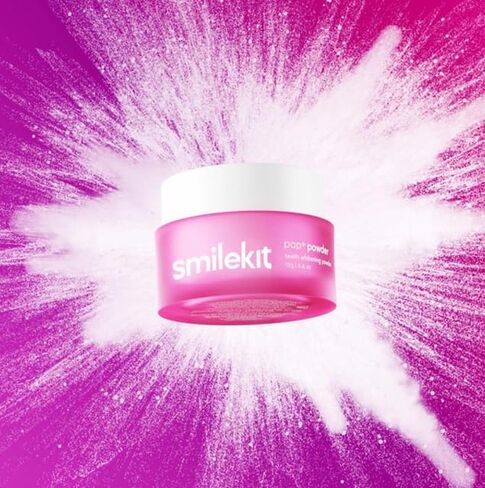 Smilekit Pap+ V34 مسحوق أسنان طبيعي لإعادة التمعدن، مسحوق تبييض الأسنان، معجون أسنان قوي للتبييض النشط بالنعناع + الليمون (0.4 أونصة)، 67*67*45 مم، وردي in Saudi Arabia