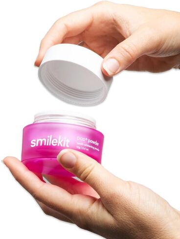 Smilekit Pap+ V34 مسحوق أسنان طبيعي لإعادة التمعدن، مسحوق تبييض الأسنان، معجون أسنان قوي للتبييض النشط بالنعناع + الليمون (0.4 أونصة)، 67*67*45 مم، وردي in Saudi Arabia