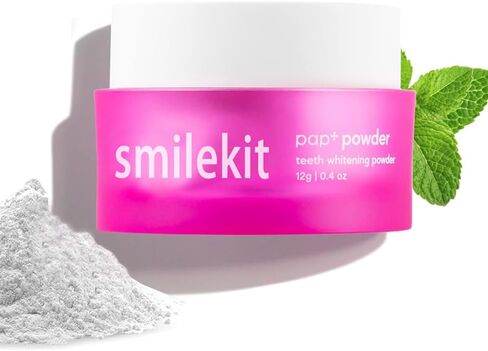 Smilekit Pap+ V34 مسحوق أسنان طبيعي لإعادة التمعدن، مسحوق تبييض الأسنان، معجون أسنان قوي للتبييض النشط بالنعناع + الليمون (0.4 أونصة)، 67*67*45 مم، وردي in Saudi Arabia