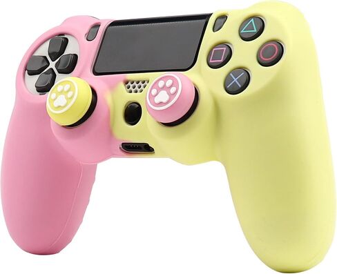 RALAN Pink Controller Skins for PS4, Silicone Controller Cover Skin Protector Compatible /PS4 Slim/PS4 Pro Controller with 2 Cute Thumb Grips Caps in Saudi Arabia