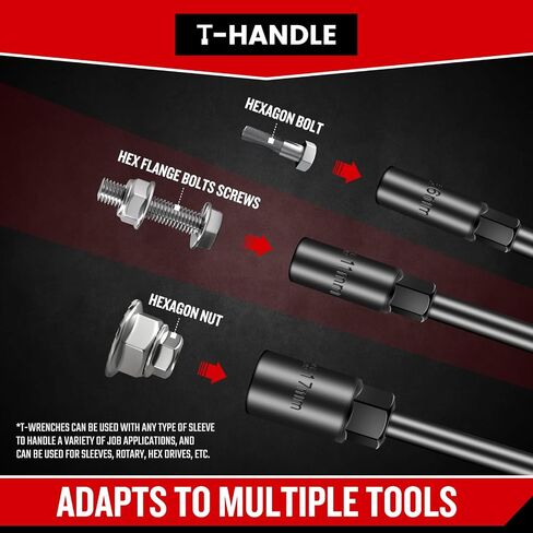 T-Handle Wrench Socket Set, Cr-V Steel T Wrench Set Metric Size(8mm,9mm,10mm,12mm,13mm,14mm), Wrench Tool Socket with Long Reach for Motorcycle Dirtbike Bicycle Repair (6 Pack) in Saudi Arabia