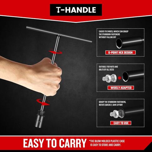 T-Handle Wrench Socket Set, Cr-V Steel T Wrench Set Metric Size(8mm,9mm,10mm,12mm,13mm,14mm), Wrench Tool Socket with Long Reach for Motorcycle Dirtbike Bicycle Repair (6 Pack) in Saudi Arabia