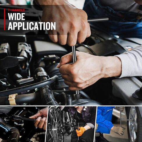 T-Handle Wrench Socket Set, Cr-V Steel T Wrench Set Metric Size(8mm,9mm,10mm,12mm,13mm,14mm), Wrench Tool Socket with Long Reach for Motorcycle Dirtbike Bicycle Repair (6 Pack) in Saudi Arabia