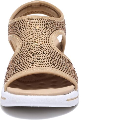 Bernal Women's Fashion Walking Sandals Comfortable Cushion Open-Toe Shoes Slip-On Platrorm Sandals with Diamonds in Kuwait