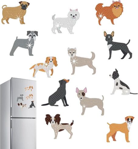 Hudestail 12 pcs Cat Diamond Painting Refrigerator Magnets, DIY Crafts Diamond Art for Beginners, Diamond Magnets Fridge, Classroom Photo Displays Home Classroom Creative Decorations Mosaic Gifts in Saudi Arabia