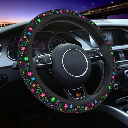 80s 90s Retro Checkered Steering Wheel Cover for Women Men Girls, Universal 15 Inch Anti Slip Steering Wheel Protector Car Accessories Interior for Auto Truck SUV in Saudi Arabia