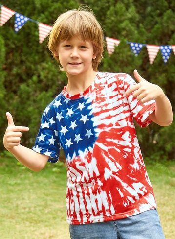 BesserBay Boys and Girls 4th of July American Flag Patriotic Short Sleeve Shirt 4-14 Years in Saudi Arabia