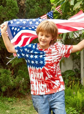 BesserBay Boys and Girls 4th of July American Flag Patriotic Short Sleeve Shirt 4-14 Years in Saudi Arabia