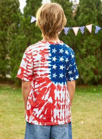 BesserBay Boys and Girls 4th of July American Flag Patriotic Short Sleeve Shirt 4-14 Years in Saudi Arabia