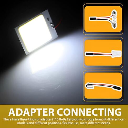5-Pack Universal 48SMD COB LED لمبات إضاءة لوحة القبة الداخلية للسيارة باللون الأبيض 12 فولت، إحضار محول 5X BA9S T10 FESTON in Kuwait