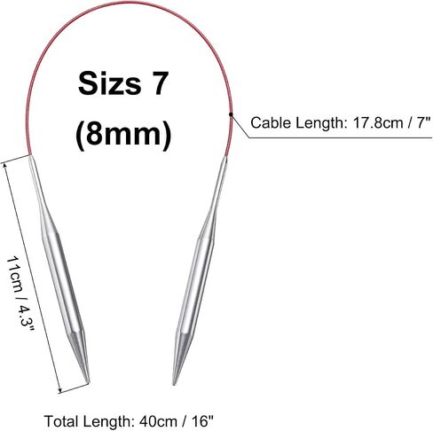 uxcell Size US 3 (3.25mm) Knitting Needles Circular Needle 16 Inch(40cm) Round Metal Stainless Steel Needle for Handmade Projects DIY Knitting in Saudi Arabia