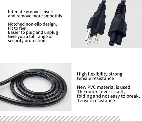 سلك طاقة للكمبيوتر المحمول Generic 3 Prong AC Power Cord قياسي أسود عالمي 250 فولت 10 أمبير 1080 4K شاشة كمبيوتر تلفزيون مناسبة مناسبة لكابل شاحن الكمبيوتر المحمول Lenovo Dell HP Sony وسلك طاقة احتياطي in Kuwait