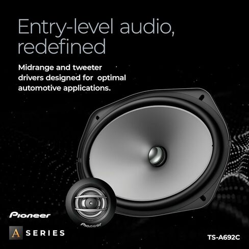 PIONEER TS-A692C A Series 6" x 9" 450 W Max Power, Carbon/Mica-Reinforced IMPP Cone, 20mm PI Tweeter - Component Speakers (Pair),Gray in Kuwait