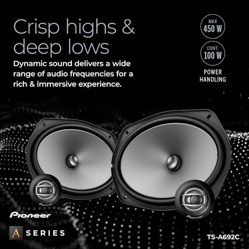 PIONEER TS-A692C A Series 6" x 9" 450 W Max Power, Carbon/Mica-Reinforced IMPP Cone, 20mm PI Tweeter - Component Speakers (Pair),Gray in Kuwait