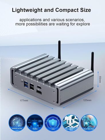 VENOEN Fanless N100 Mini PC 2.5Gbe 4 LAN Port, Firewall Appliance Router PC, i225 NICs, Alder Lake, 8GB DDR5 RAM 128GB SSD, HD, DP, WiFi, SIM Card Slot, Auto Power On, W 11 / Firewall Software in Saudi Arabia
