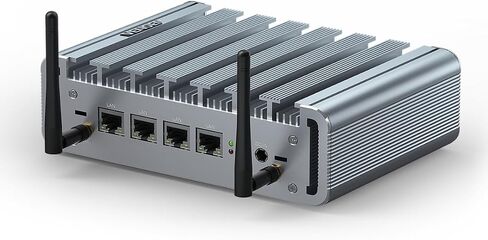 VENOEN Fanless N100 Mini PC 2.5Gbe 4 LAN Port, Firewall Appliance Router PC, i225 NICs, Alder Lake, 8GB DDR5 RAM 128GB SSD, HD, DP, WiFi, SIM Card Slot, Auto Power On, W 11 / Firewall Software in Saudi Arabia