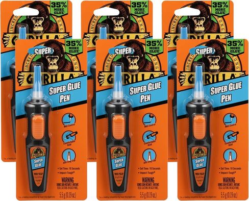 Gorilla Super Glue Pen, Cyanoacrylate Glue, Fast Setting, Precise Dispensing Pen Shaped Applicator, Clear, 5.5g (Pack of 1) in Saudi Arabia