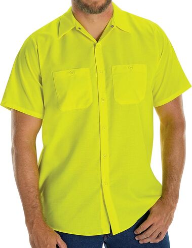قميص عمل رجالي قصير الأكمام من Red Kap ذو رؤية معززة للتمزق in Kuwait