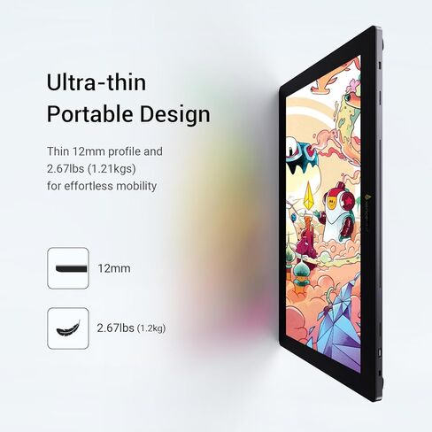 Xencelabs Pen Display 16 Essentials، تابلت رسم 4K OLED مع شاشة، شاشة رسم رسومية محمولة رفيعة للغاية مع مقاسين من الأقلام لنظام Win/Mac/Linux، أسود in Kuwait