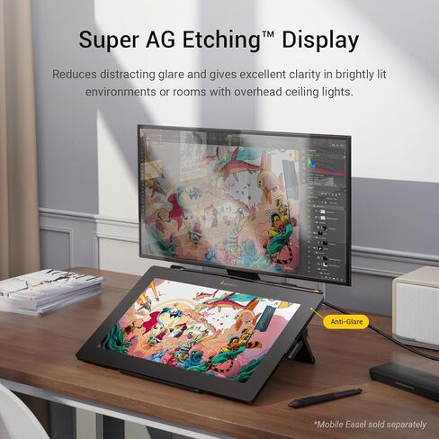 Xencelabs Pen Display 16 Essentials، تابلت رسم 4K OLED مع شاشة، شاشة رسم رسومية محمولة رفيعة للغاية مع مقاسين من الأقلام لنظام Win/Mac/Linux، أسود in Kuwait